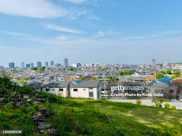 view from hachikouyama mountain - japanese neighborhood stock pictures, royalty-free photos & images