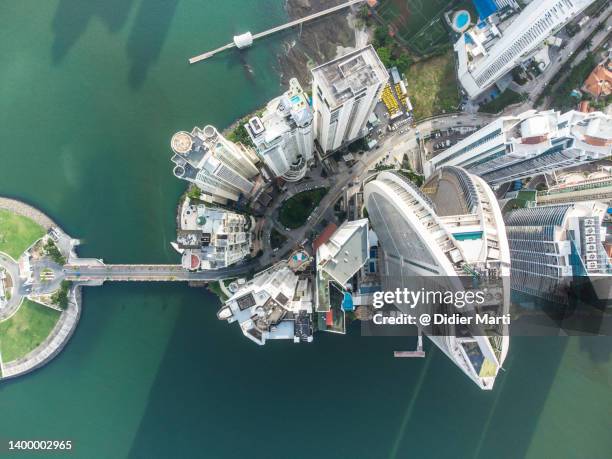 panama city: top down view of luxury condo towers - panama city panama stockfoto's en -beelden