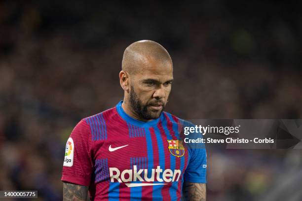 Dani Alves of FC Barcelona takes a corner during the match between FC Barcelona and the A-League All Stars at Accor Stadium on May 25, 2022 in...