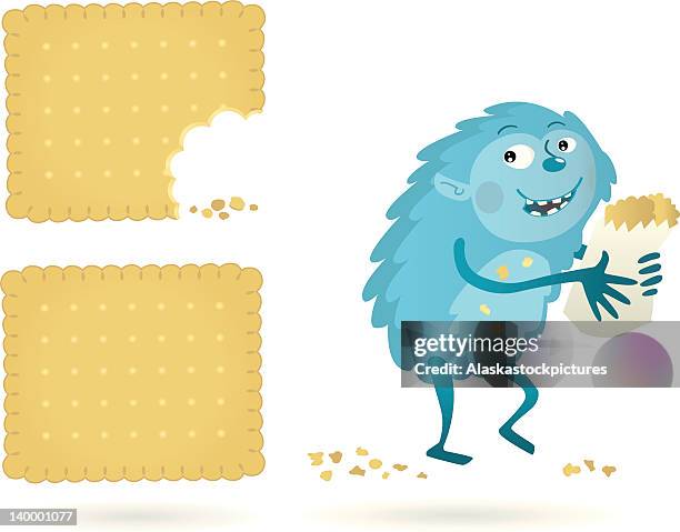 junge biscuitmonster - krümel stock-grafiken, -clipart, -cartoons und -symbole