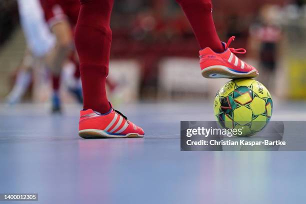 Detailed view of Matchball Derbystar during the German Futsal Bundesliga Championship Final between Stuttgarter Futsal Club and HOT 05 Futsal at...