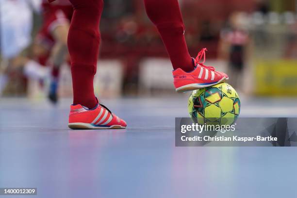 Detailed view of Matchball Derbystar during the German Futsal Bundesliga Championship Final between Stuttgarter Futsal Club and HOT 05 Futsal at...