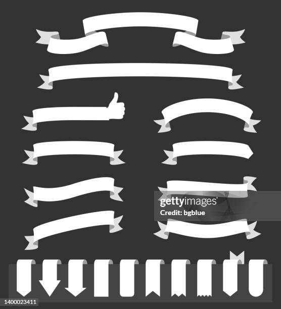 White Ribbon Layout Set Of White Ribbons Banners Design Elements On Black Background High ...