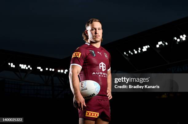 Reuben Cotter poses for a photo during a Queensland Maroons State of Origin squad media opportunity at Suncorp Stadium on May 30, 2022 in Brisbane,...