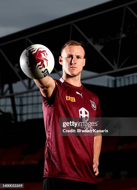 Daly Cherry-Evans poses for a photo during a Queensland Maroons State of Origin squad media opportunity at Suncorp Stadium on May 30, 2022 in...