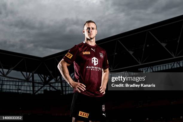 Daly Cherry-Evans poses for a photo during a Queensland Maroons State of Origin squad media opportunity at Suncorp Stadium on May 30, 2022 in...