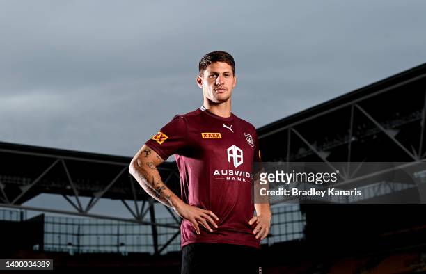 Kalyn Ponga poses for a photo during a Queensland Maroons State of Origin squad media opportunity at Suncorp Stadium on May 30, 2022 in Brisbane,...