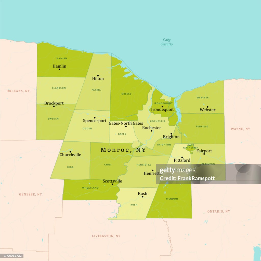 NY Monroe County Vector Map Green
