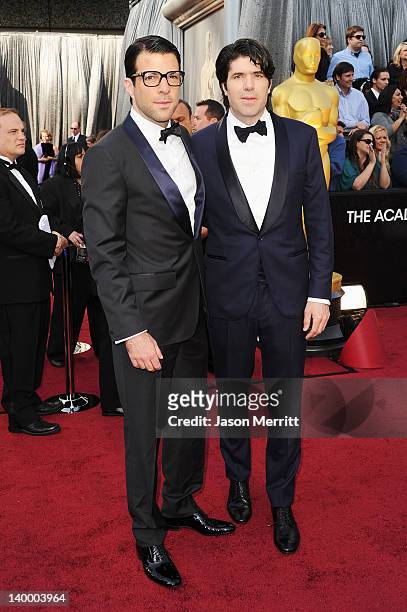 Actor-producer Zachary Quinto and writer-director J.C. Chandor arrive at the 84th Annual Academy Awards held at the Hollywood & Highland Center on...