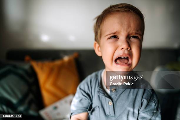 garçon pleurant d'enfant en bas âge - rage photos et images de collection