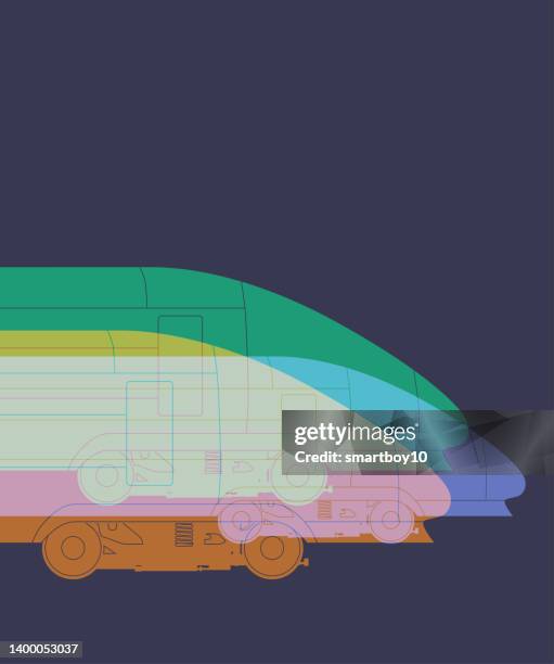 high speed trains - underground poster stock illustrations