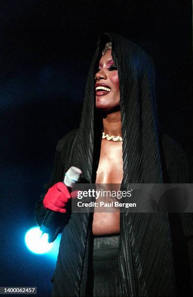 Jamaican singer Grace Jones performs at Night of the Proms at Gelredome stadium, Arnhem, Netherlands 24th April 1998.