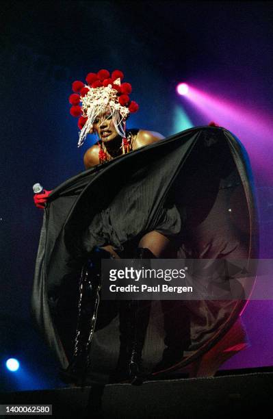 Jamaican singer Grace Jones performs at Night of the Proms at Gelredome stadium, Arnhem, Netherlands 24th April 1998.