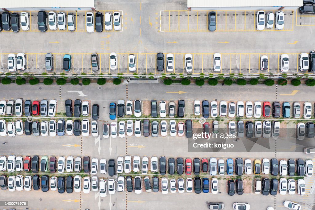 Lot Full Aerial View Of Openair Parking Lot Full Of Cars High-Res Stock Photo ...