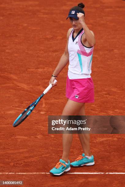 Irina-Camelia Begu of Romania celebrates a point against Jessica Pegula of The United States during the Women's Singles Fourth Round match on Day 9...