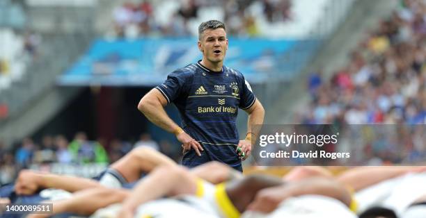 Johnny Sexton of Leinster looks on during the Heineken Champions Cup Final match between Leinster Rugby and La Rochelle at Stade Velodrome on May 28,...