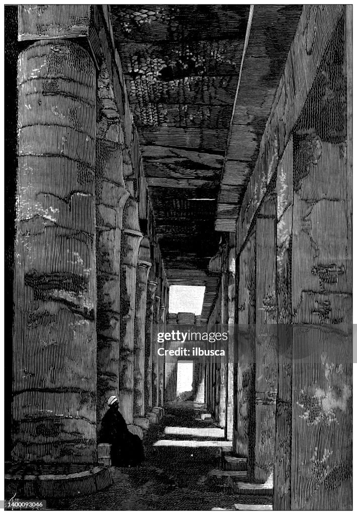 Antique illustration: Karnak Temple restoration