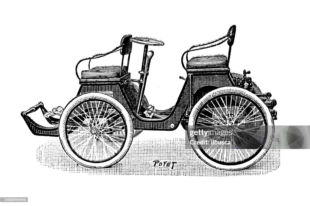 Antique Illustration Transportation Inventions Car And Its Parts High ...