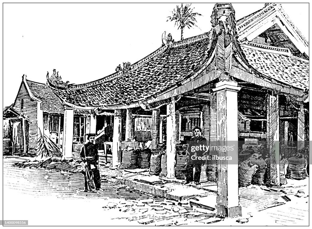 Antique illustration: French colonization of North Vietnam, Tonkin