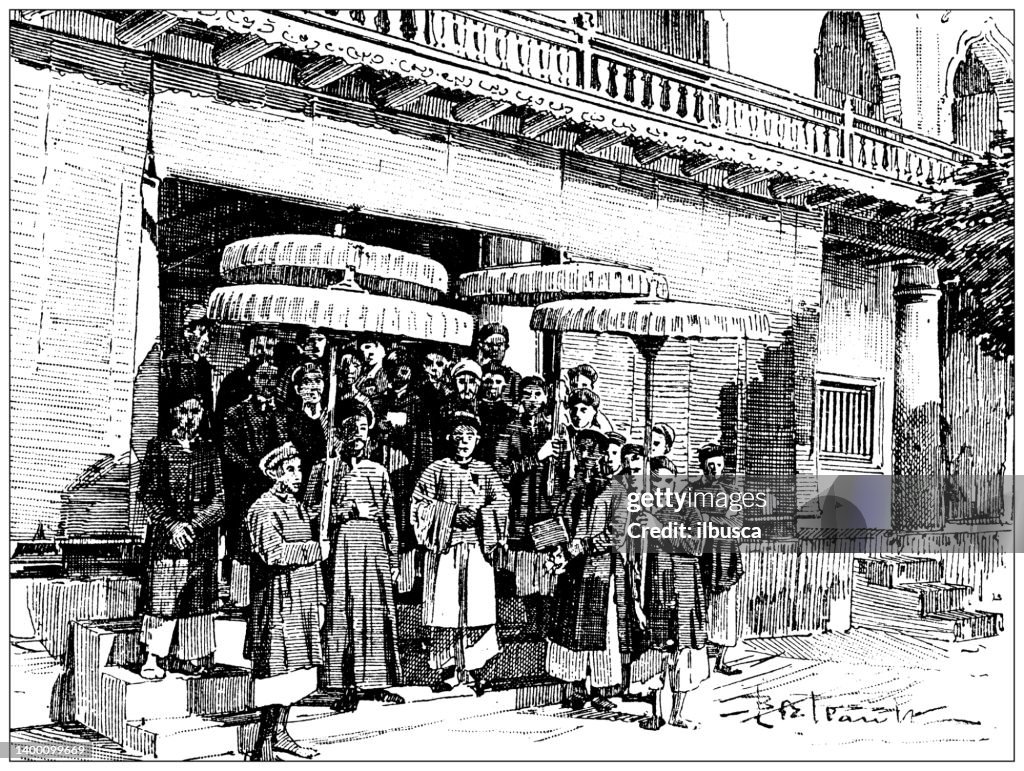 Antique illustration: French colonization of North Vietnam, Phát Diêm