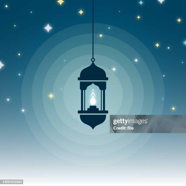 ramadan oil lamp sky background - allah stock illustrations