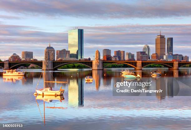 boston's back bay neighborhood skyline - charles river stock pictures, royalty-free photos & images