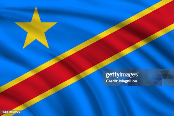 stockillustraties, clipart, cartoons en iconen met flag of democratic republic of the congo - democratische republiek congo