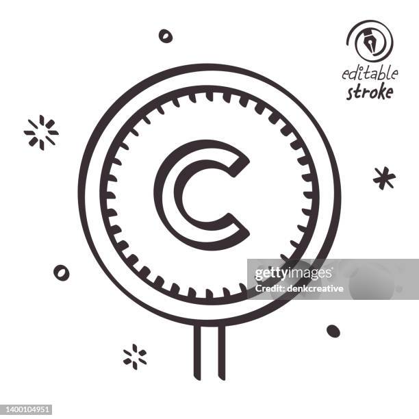 stockillustraties, clipart, cartoons en iconen met playful line illustration for copyright laws - private property