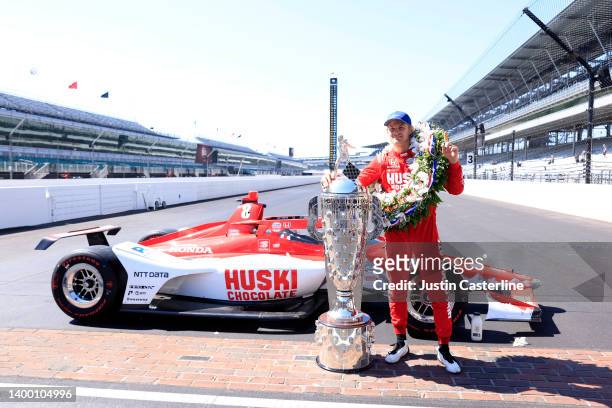 Marcus Ericsson of Sweden driver of the Team Chip Ganassi Racing poses during the 106th Indianapolis 500 champion's portraits at Indianapolis Motor...