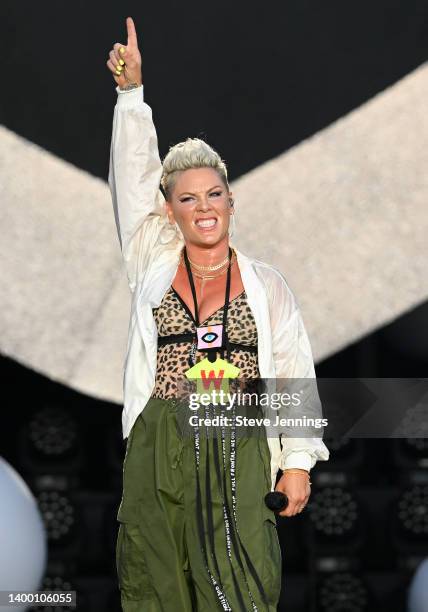 Singer Pink performs on Day 3 of BottleRock Napa Valley on May 29, 2022 in Napa, California.