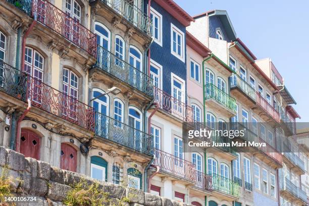 facades of buildings in the rivera area, in porto. portugal - porto district portugal stock pictures, royalty-free photos & images