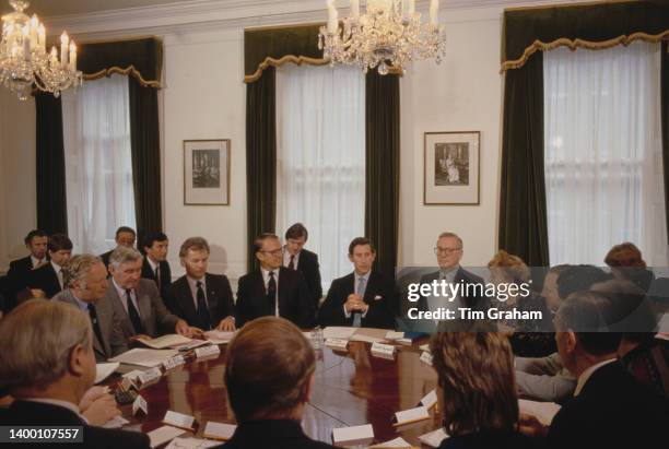 Prince Charles chairs a Prince's Trust meeting in London, England, 5th December 1985.