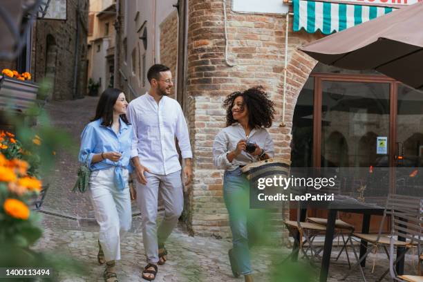 italian vacations in a typical historic village - marche italy stock pictures, royalty-free photos & images