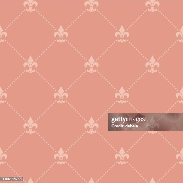 pink fleur de lis french damask luxury decorative fabric pattern - fleur de lis pattern stock illustrations