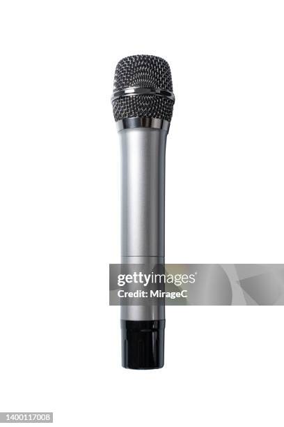 dynamic microphone isolated on white - colour microphone stock pictures, royalty-free photos & images
