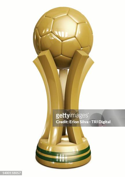 trophy on white background - international soccer event stock pictures, royalty-free photos & images