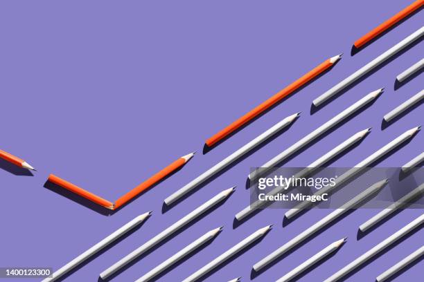 pencil broken and turned to join a crowd - spoil system stock pictures, royalty-free photos & images