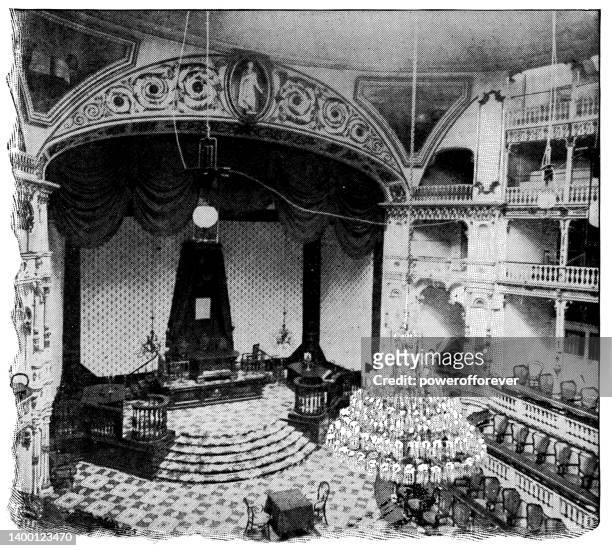 the original theatre room of the viceroys at the national palace in mexico city, mexico - 19th century - national palace mexico city stock illustrations