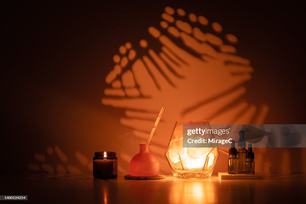 Aromatherapy with Himalayan Salt Lamp at Sunset