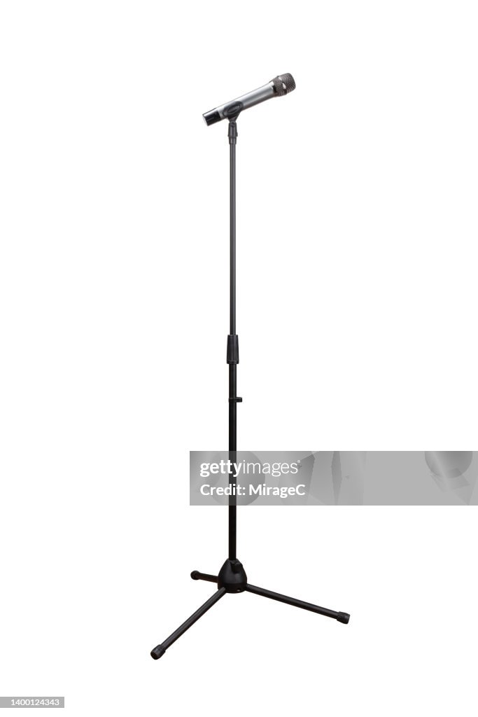 Dynamic Microphone on Stand Isolated on White