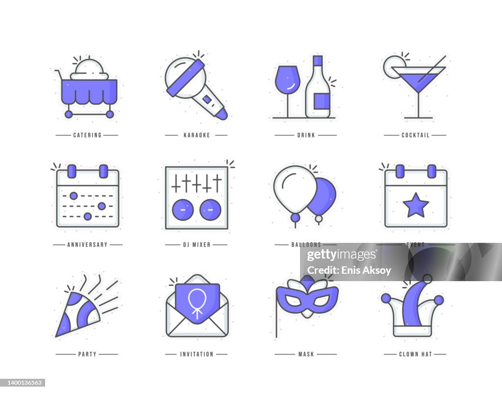 Event flat line colored icons