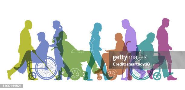 group of people with different disabilities - black population stock illustrations