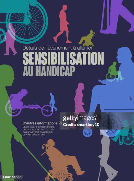illustrations, cliparts, dessins animés et icônes de modèle de sensibilisation au handicap (en français) - blindness