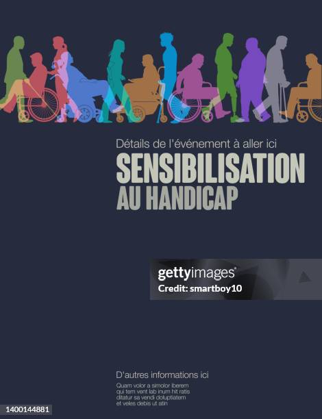 disability awareness template (in french) - citizenship stock illustrations