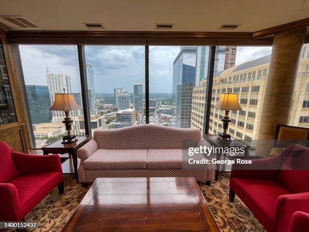 New highrise offices, apartments, and condominiums in downtown are viewed from the Chase Bank Tower on 6th Street as viewed on May 21 in Austin,...