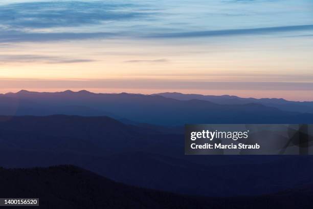 sunset on the smoky mountain ridge - mountain range stock pictures, royalty-free photos & images
