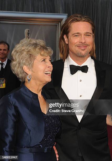 Actor Brad Pitt and mother Jane Pitt arrive at the 84th Annual Academy Awards held at the Hollywood & Highland Center on February 26, 2012 in...