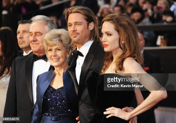 Actor Brad Pitt , father William Alvin Pitt , mother Jane Pitt and actress Angelina Jolie arrive at the 84th Annual Academy Awards held at the...