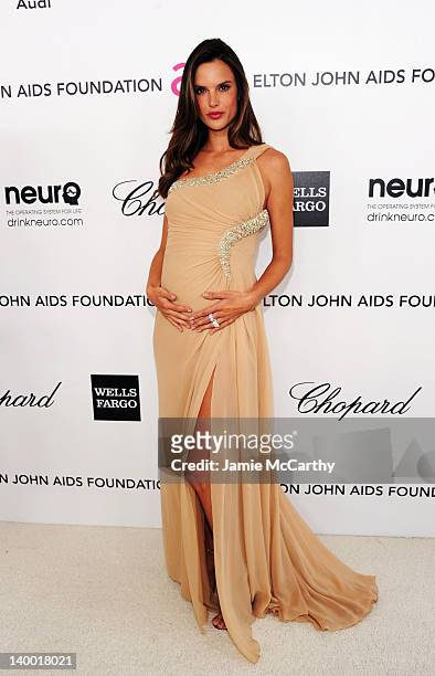Model Alessandra Ambrosio arrives at the 20th Annual Elton John AIDS Foundation Academy Awards Viewing Party at The City of West Hollywood Park on...