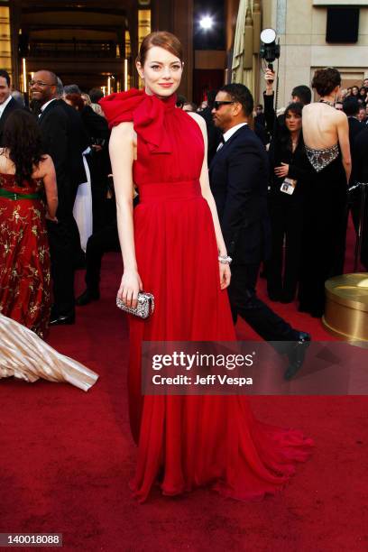 Actress Emma Stone arrives at the 84th Annual Academy Awards held at the Hollywood & Highland Center on February 26, 2012 in Hollywood, California.